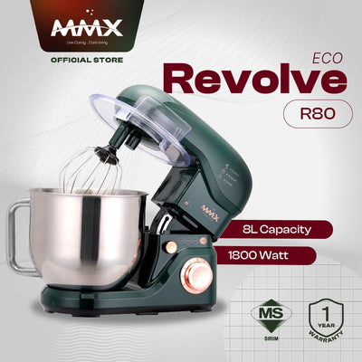 Revolve Eco R80 1800W 6 Speed Cake Kitchen Stand Mixer 8L