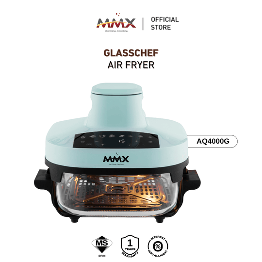 MMX GlassChef 4L 1500W Glass Air Fryer | 360° Transparent View | Easy Clean