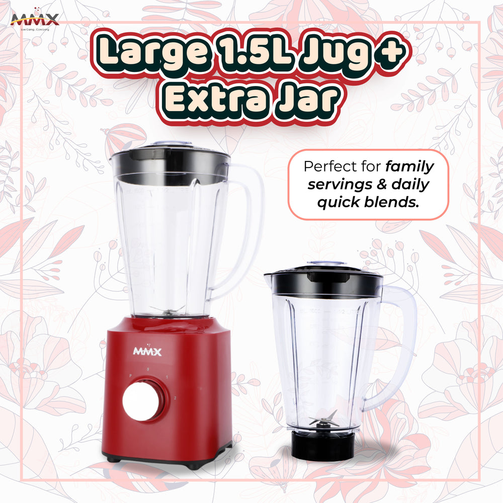 MMX PowerBlend 1.5L Duo-Jar 500W Table Blender with Grinder (BLT7022)