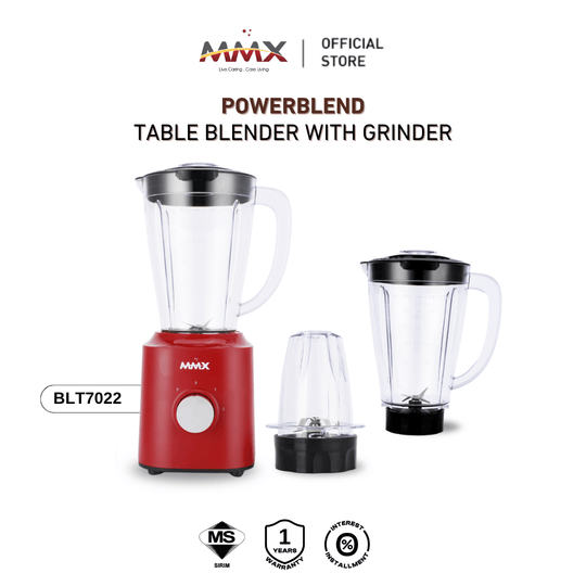 MMX PowerBlend 1.5L Duo-Jar 500W Table Blender with Grinder (BLT7022)