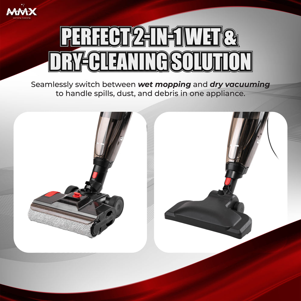 MMX WetDry Xpert (A328B): 2-in-1 Corded Wet & Dry Floor Washer with Dual Brush Heads
