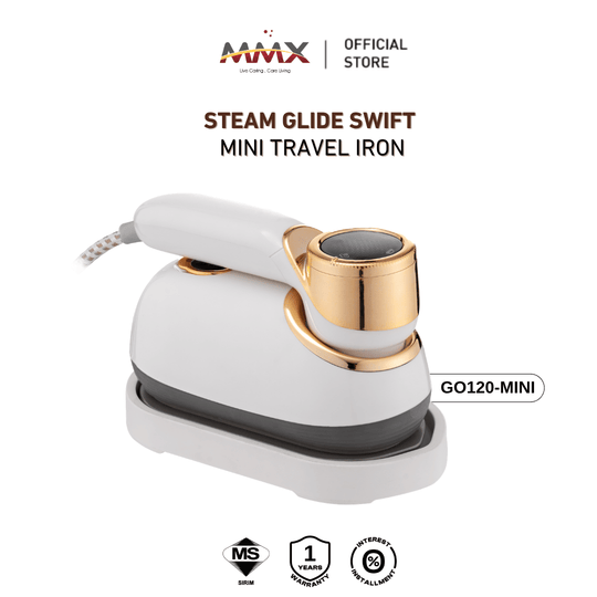 [Anti-Burn] MMX Steam Glide Swift Mini Travel Iron GO120-Mini: Zero Burn, Fast Heat, Dual Mode, Travel-Ready