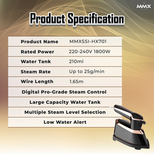 [Anti-Burn] MMX SteamX Pro Steam Iron (HX701): 1800W High-Power, Digital Pro-Grade Steam Control