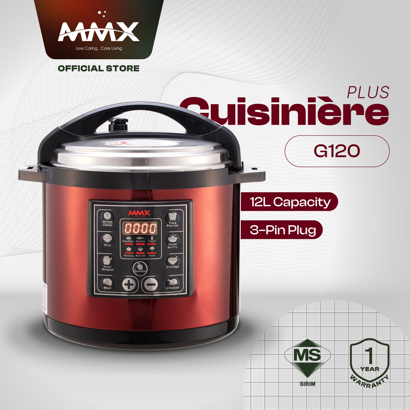 Ewant Cuisinière Plus G120 Classic Digital Pressure Cooker Rice Cooker Steamer 12L