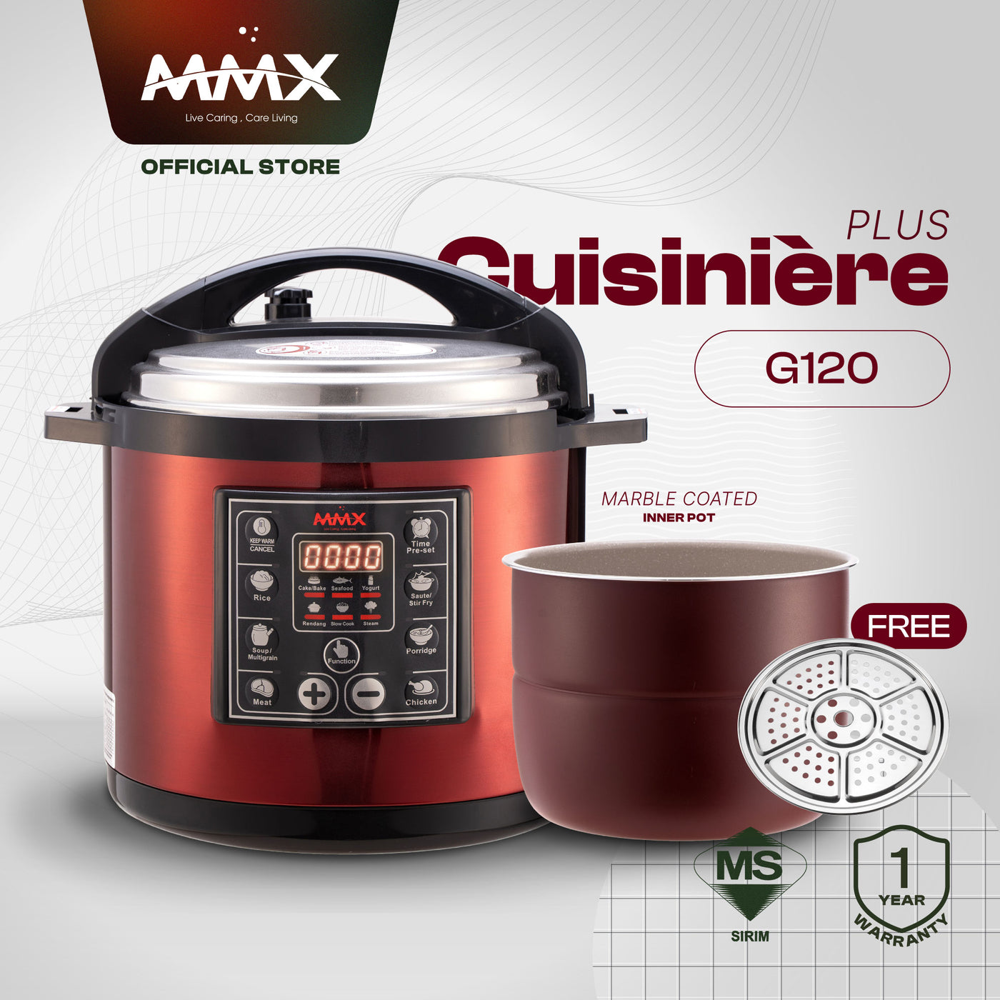 Ewant Cuisinière Plus G120 Classic Digital Pressure Cooker Rice Cooker Steamer 12L