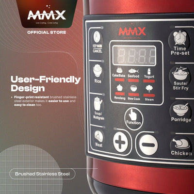 MMX G83 Cuisinière Pro Multi-Functional & Multi-Layer Marble Pot Digital Pressure Cooker Rice Cooker Steamer 8L