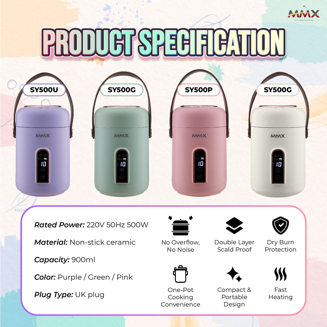 MMX PocketChef 900ml (SY500) - Portable Compact Stew Pot and Multi-function Rice Cooker