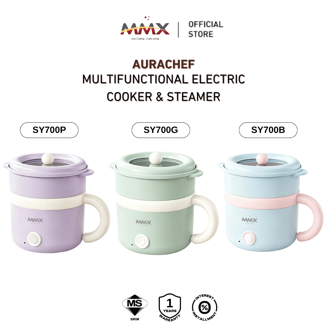 MMX SY700 AuraChef 600W Fast Heating Multifunctional Electric Cooker & Steamer – 1.6L
