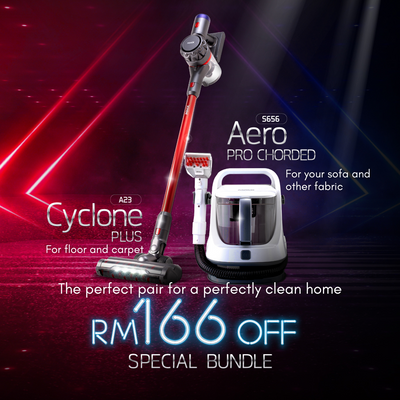 SPECIAL BUNDLE! Cyclone Plus A23 Wet & Dry Cordless Vacuum Cleaner + Aero Pro Corded S656 Fabric & Upholstery Spot Cleaner