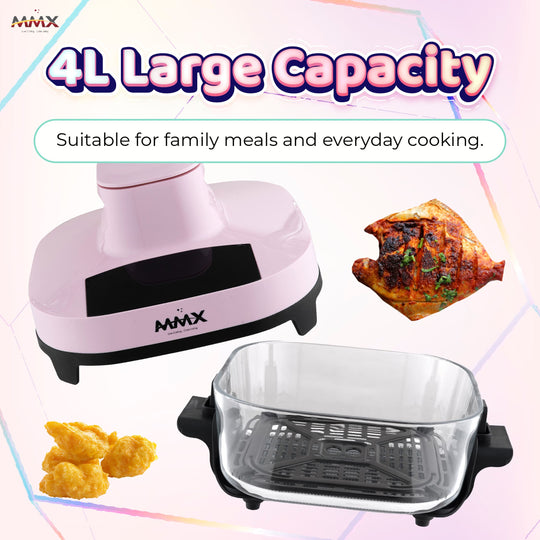 MMX GlassChef 4L 1500W Glass Air Fryer | 360° Transparent View | Easy Clean