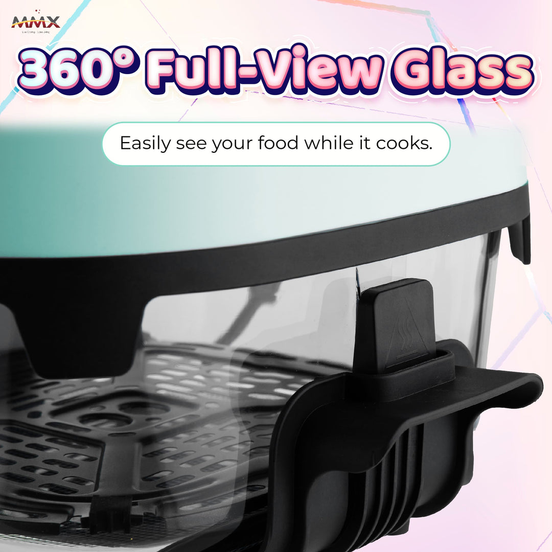 MMX GlassChef 4L 1500W Glass Air Fryer | 360° Transparent View | Easy Clean