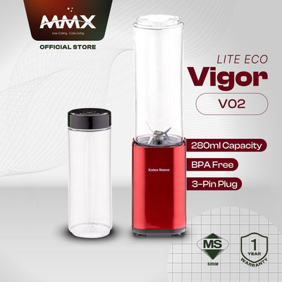 Kelen Munoz Vigor Lite Eco V02 Mini Personal BPA Free Portable Blender 280ml - Black / Red