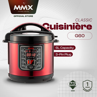 Ewant Cuisinière Classic G60 Digital Pressure Cooker Rice Cooker Steamer 6L