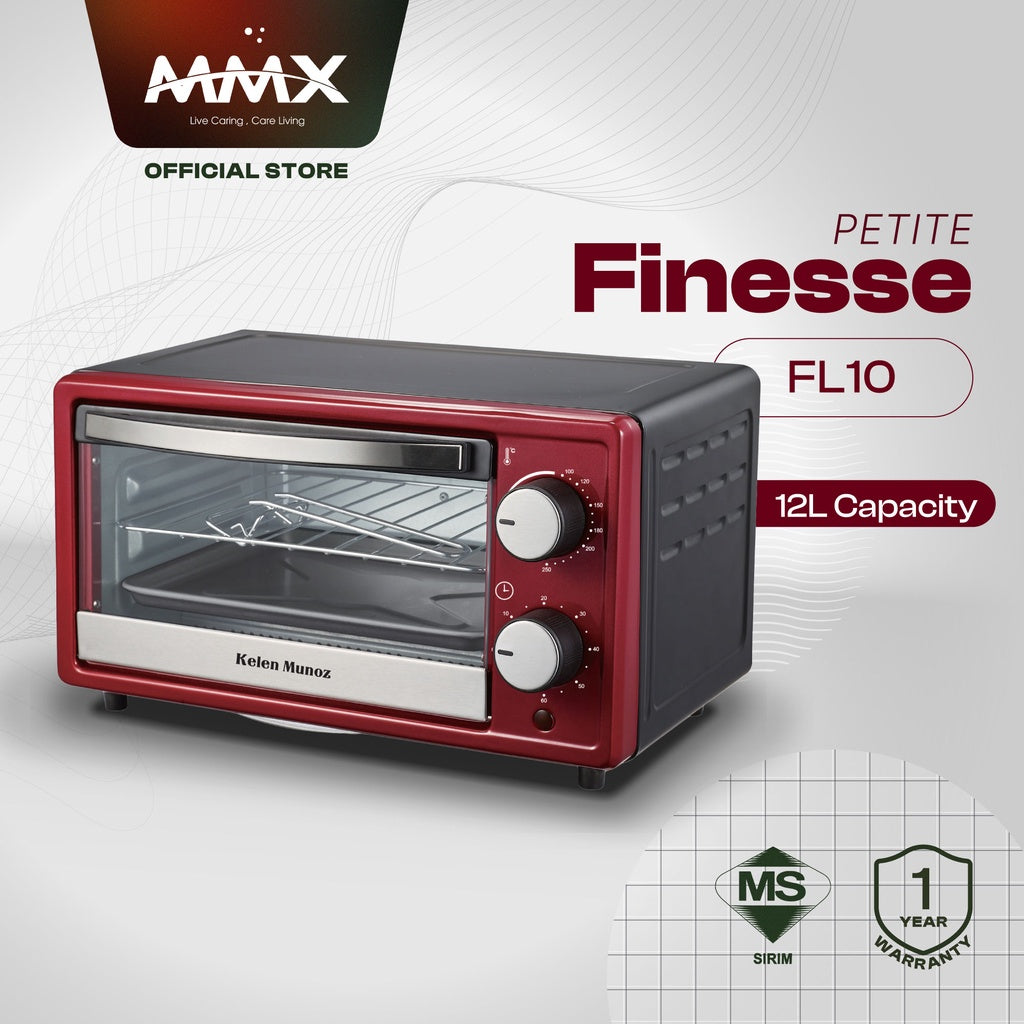 Kelen Munoz Finesse Petite FL10 Ecoheal Stainless Steel Oven 12L - Red