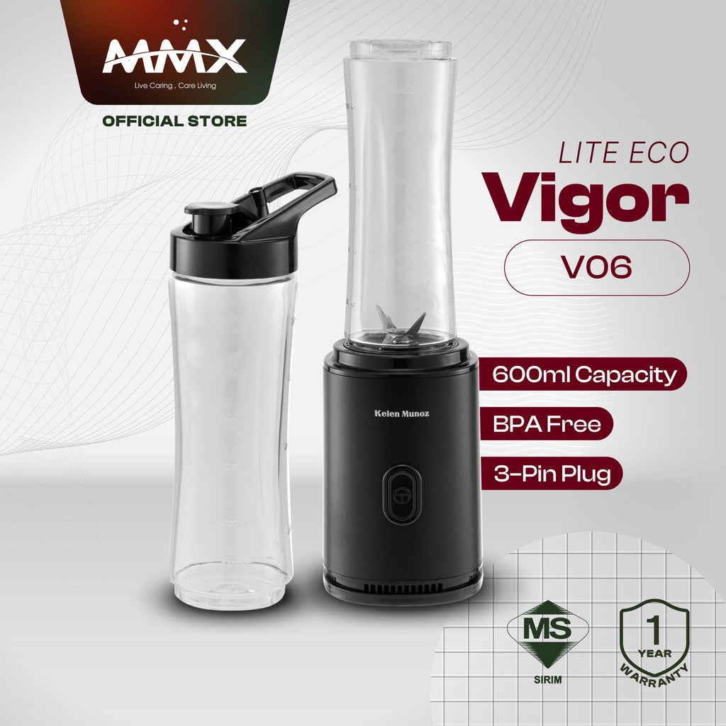 Kelen Munoz Vigor Lite Eco V06 BPA Free Personal Portable Blender 600ml - Black / Red