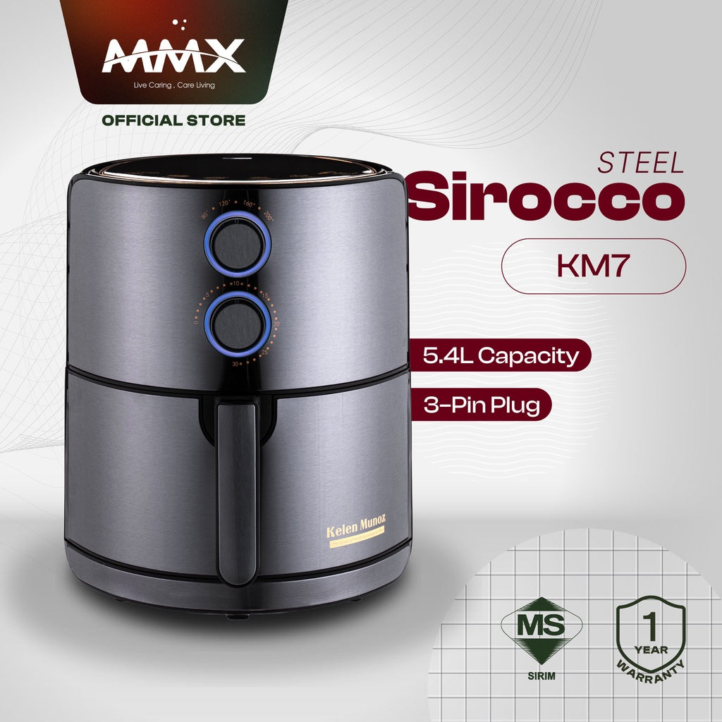 Kelen Munoz Sirocco Steel KM7 3D Ecoheal Non Stick XL-Plus Air Fryer 5.5L - Green / Red