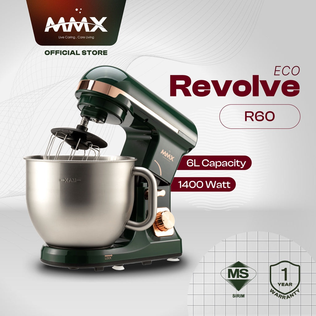 Revolve Eco R60 1400W 6 Speed Cake Kitchen Stand Mixer 6L