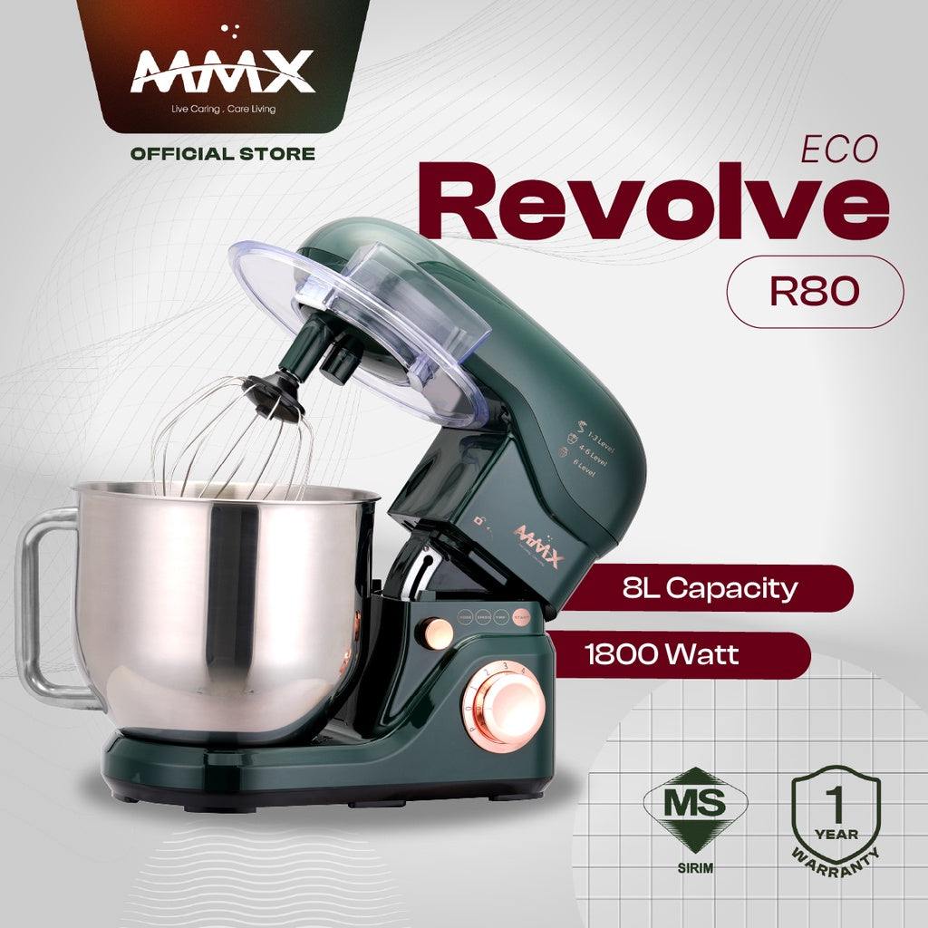 Revolve Eco R80 1800W 6 Speed Cake Kitchen Stand Mixer 8L