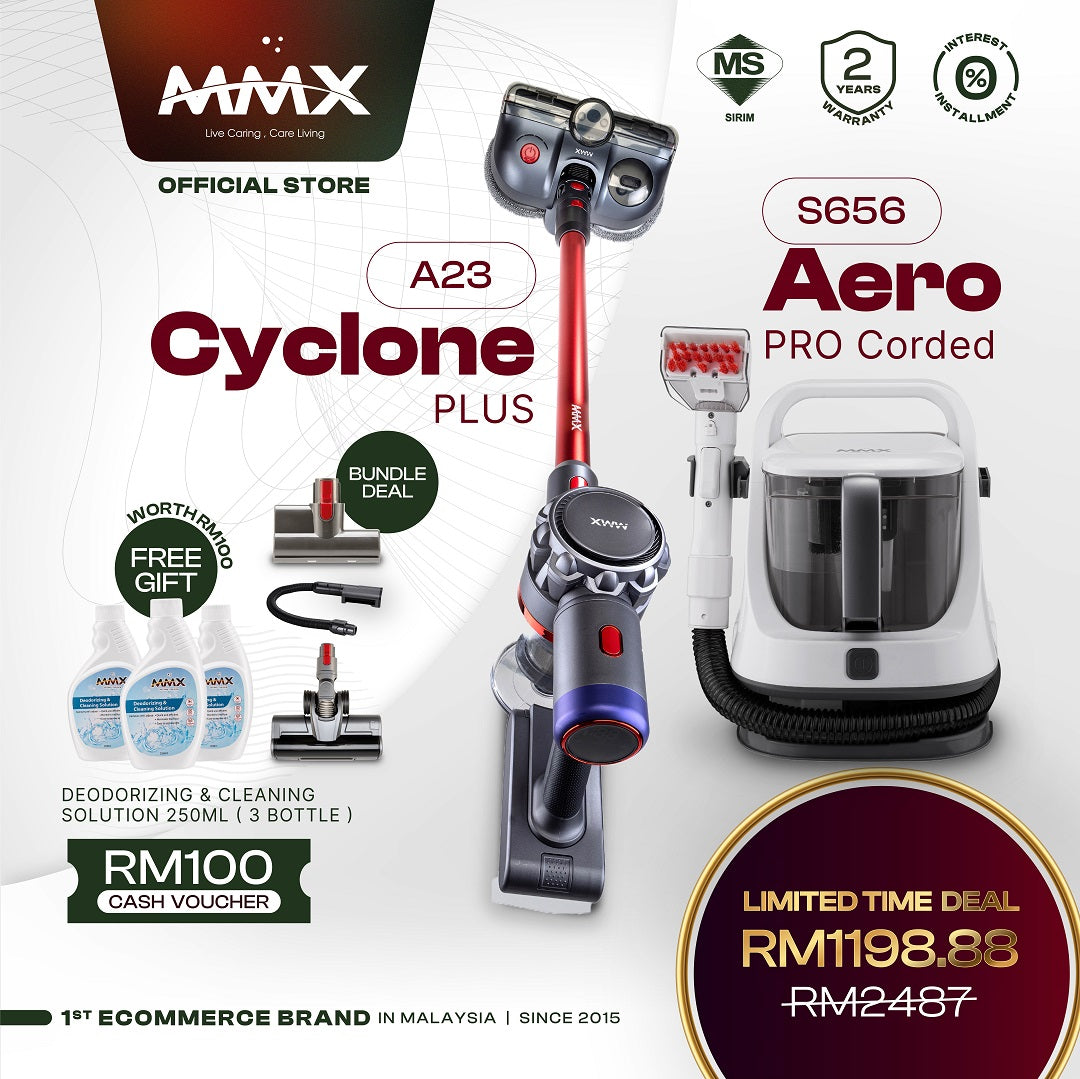 SPECIAL BUNDLE! Cyclone Plus A23 Wet & Dry Cordless Vacuum Cleaner + Aero Pro Corded S656 Fabric & Upholstery Spot Cleaner