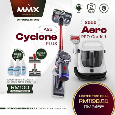 SPECIAL BUNDLE! Cyclone Plus A23 Wet & Dry Cordless Vacuum Cleaner + Aero Pro Corded S656 Fabric & Upholstery Spot Cleaner