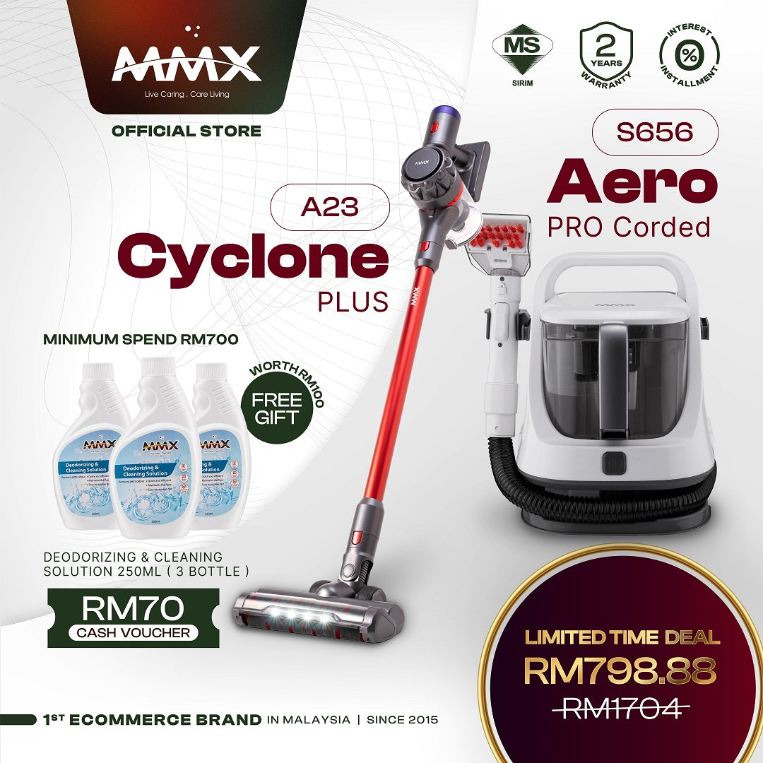 SPECIAL BUNDLE! Cyclone Plus A23 Wet & Dry Cordless Vacuum Cleaner + Aero Pro Corded S656 Fabric & Upholstery Spot Cleaner